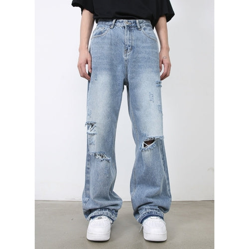 Men’s Ripped Denim Baggy Jeans