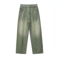 Olive Mens Premium Retro Vintage Denim Baggy Jeans