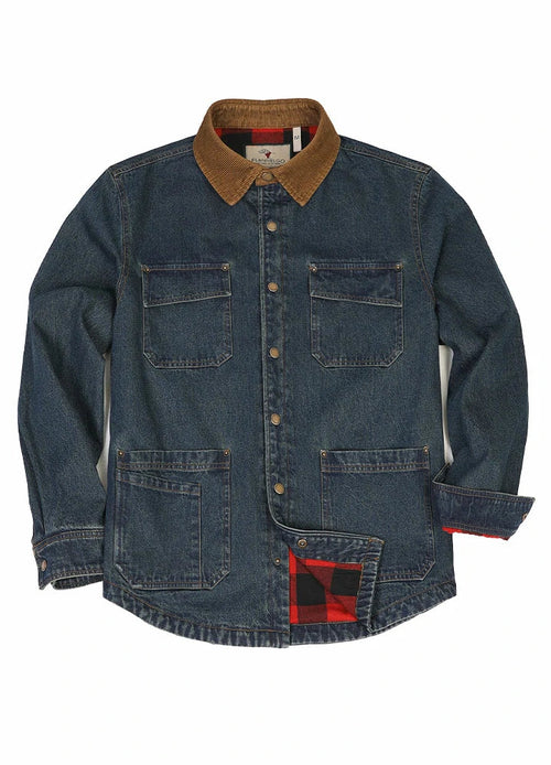 Men's Flannel Lined Utility Denim Shacket Workwear Inspired, 11.2 oz