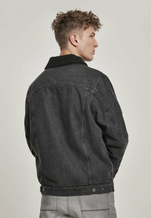 Sherpa Lined Jeans Jacket - Black Wash