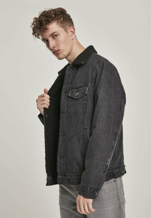 Sherpa Lined Jeans Jacket - Black Wash
