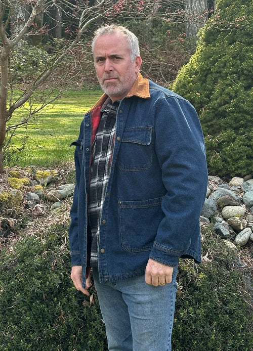 Men's Flannel Lined Utility Denim Shacket Workwear Inspired, 11.2 oz