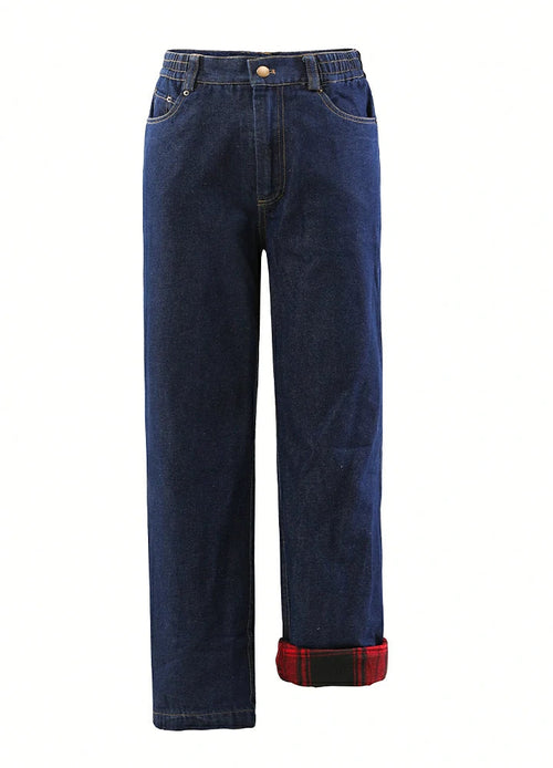 Men's Flannel Lined Jeans,Straight Leg